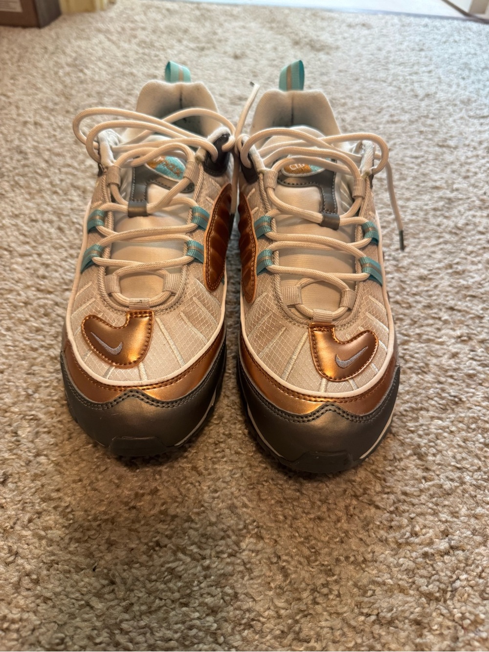 Nike Airmax Metallic Bronze, Teal & Gray Sneakers